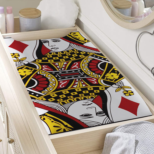 Queen Of Diamonds Playing Card Print Changing Pad Cover