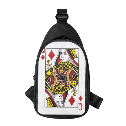 Queen Of Diamonds Playing Card Print Chest Bag