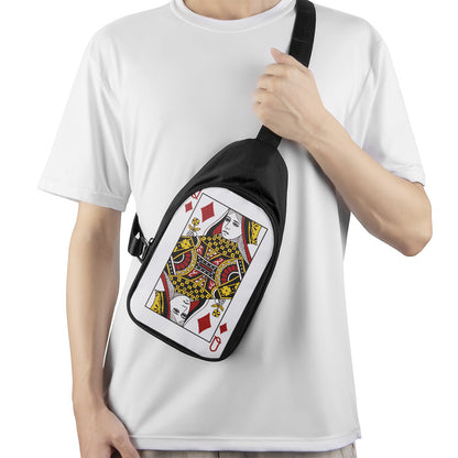 Queen Of Diamonds Playing Card Print Chest Bag