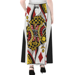 Queen Of Diamonds Playing Card Print Chiffon Maxi Skirt