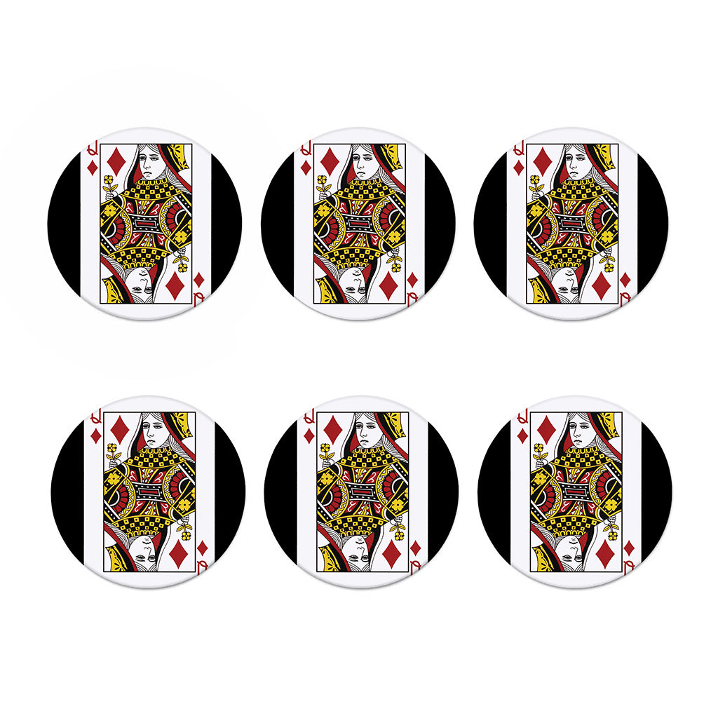 Queen Of Diamonds Playing Card Print Coaster Set