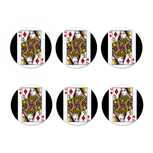 Queen Of Diamonds Playing Card Print Coaster Set