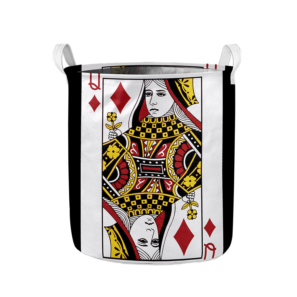 Queen Of Diamonds Playing Card Print Collapsible Laundry Basket