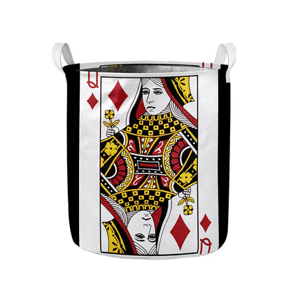 Queen Of Diamonds Playing Card Print Collapsible Laundry Basket