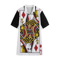 Queen Of Diamonds Playing Card Print Cotton Hawaiian Shirt