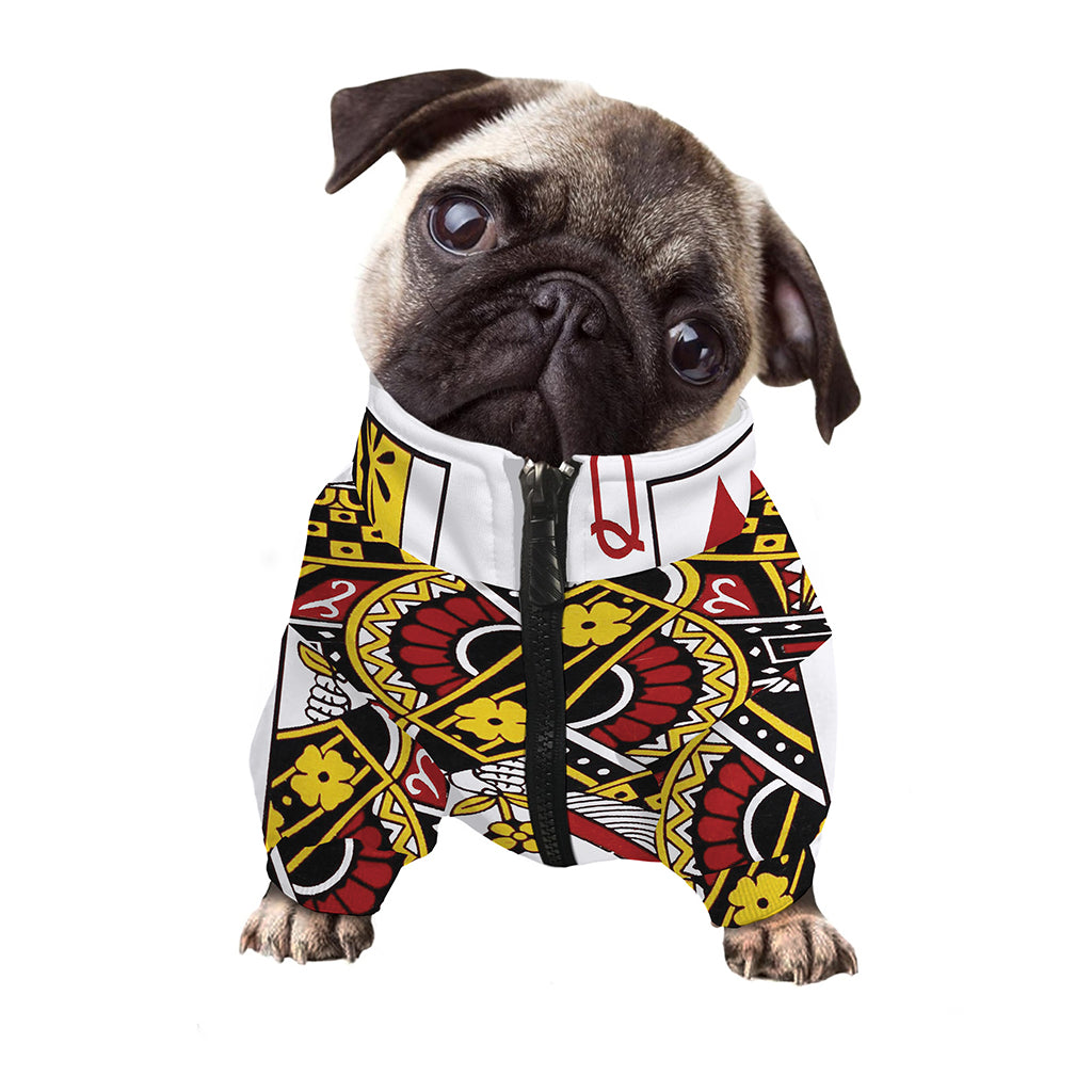 Queen Of Diamonds Playing Card Print Dog Zip Up Jacket