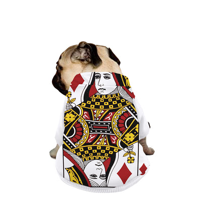 Queen Of Diamonds Playing Card Print Dog Zip Up Jacket