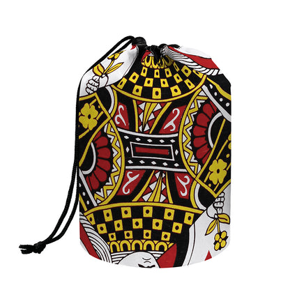 Queen Of Diamonds Playing Card Print Drawstring Makeup Bag