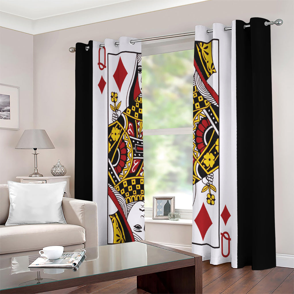 Queen Of Diamonds Playing Card Print Extra Wide Grommet Curtains
