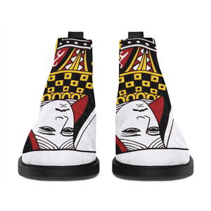 Queen Of Diamonds Playing Card Print Flat Ankle Boots