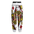 Queen Of Diamonds Playing Card Print Fleece Lined Knit Pants