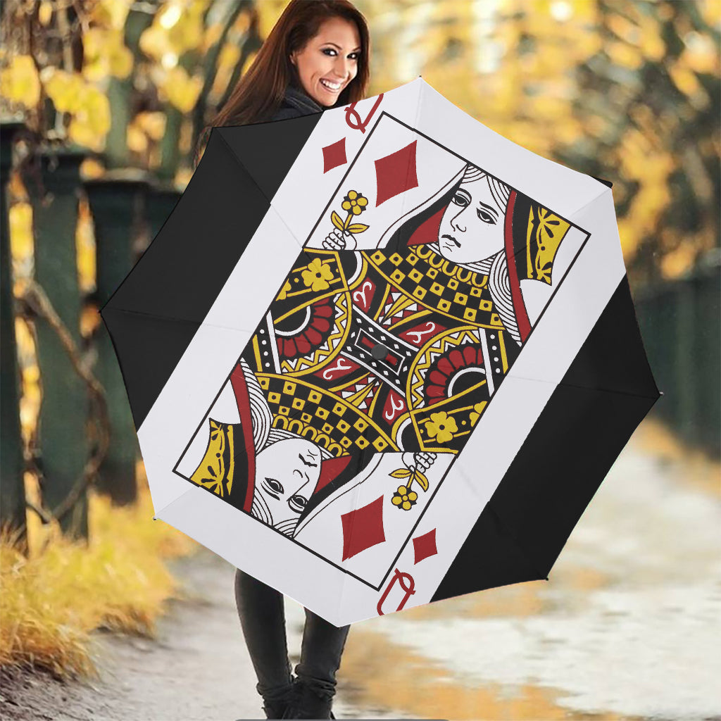 Queen Of Diamonds Playing Card Print Foldable Umbrella