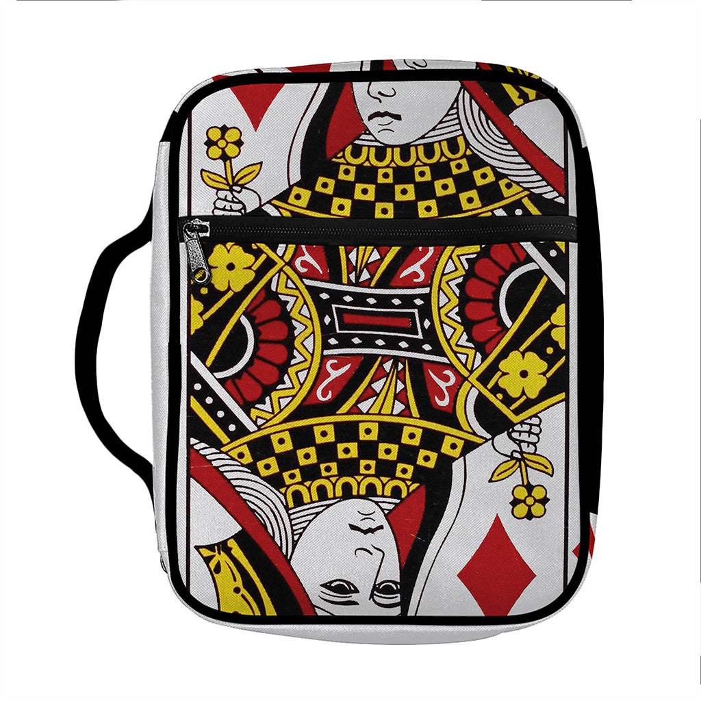 Queen Of Diamonds Playing Card Print Front Pocket Bible Bag