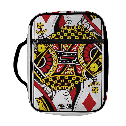 Queen Of Diamonds Playing Card Print Front Pocket Bible Bag