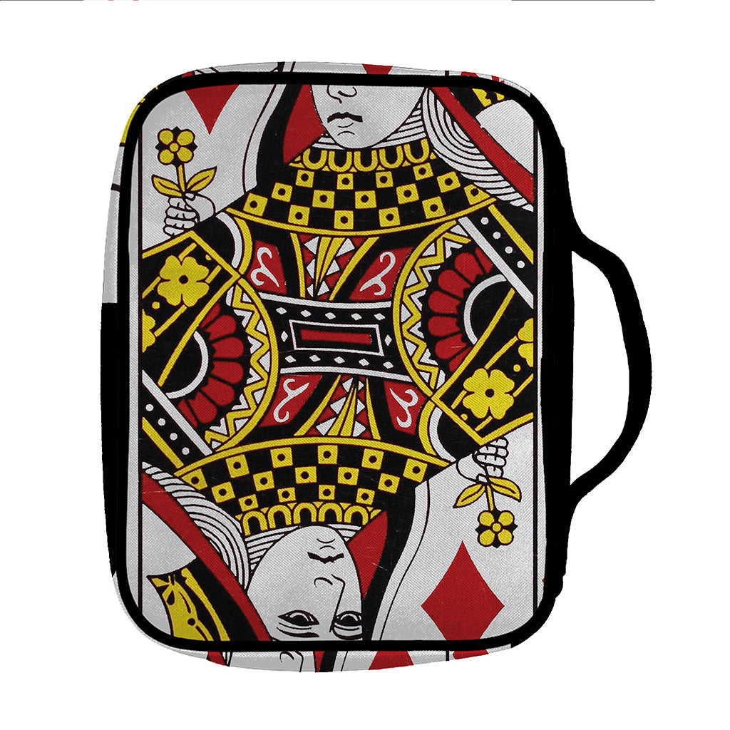 Queen Of Diamonds Playing Card Print Front Pocket Bible Bag