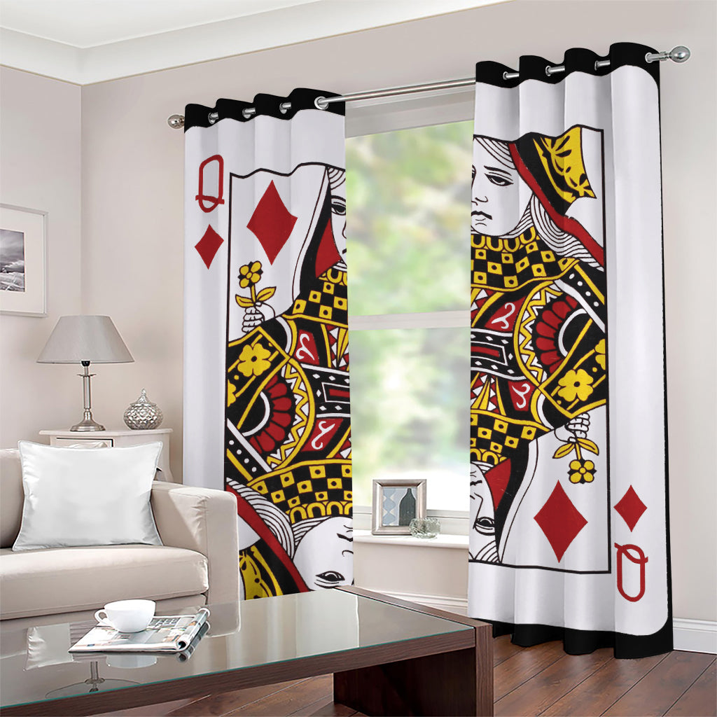 Queen Of Diamonds Playing Card Print Grommet Curtains