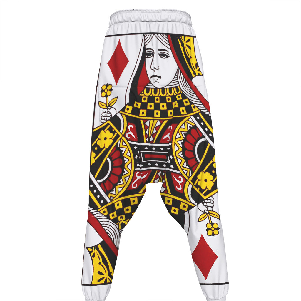 Queen Of Diamonds Playing Card Print Hammer Pants