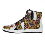 Queen Of Diamonds Playing Card Print High Top Leather Sneakers