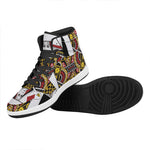 Queen Of Diamonds Playing Card Print High Top Leather Sneakers
