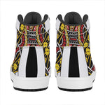 Queen Of Diamonds Playing Card Print High Top Leather Sneakers