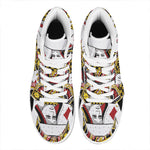 Queen Of Diamonds Playing Card Print High Top Leather Sneakers