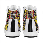 Queen Of Diamonds Playing Card Print High Top Leather Sneakers