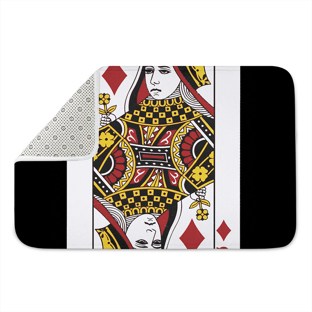 Queen Of Diamonds Playing Card Print Indoor Door Mat