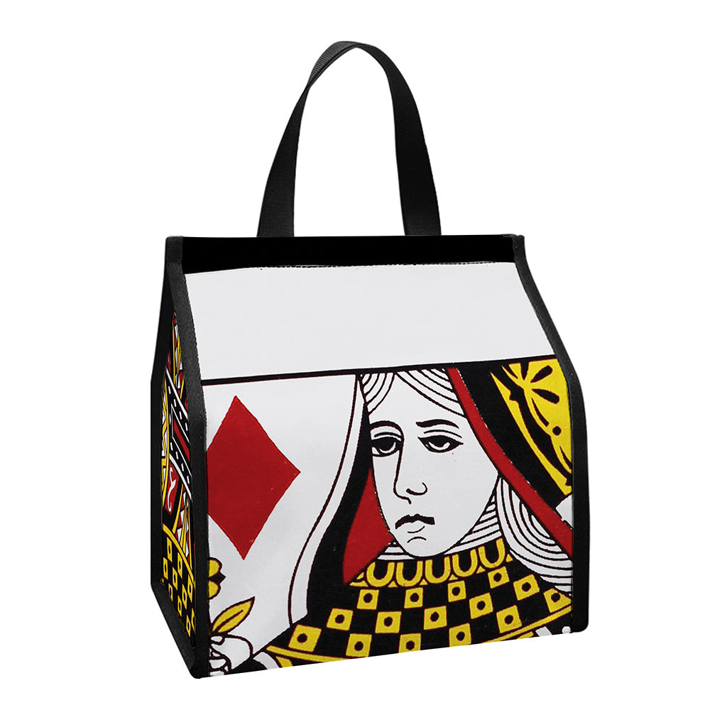 Queen Of Diamonds Playing Card Print Insulated Lunch Tote