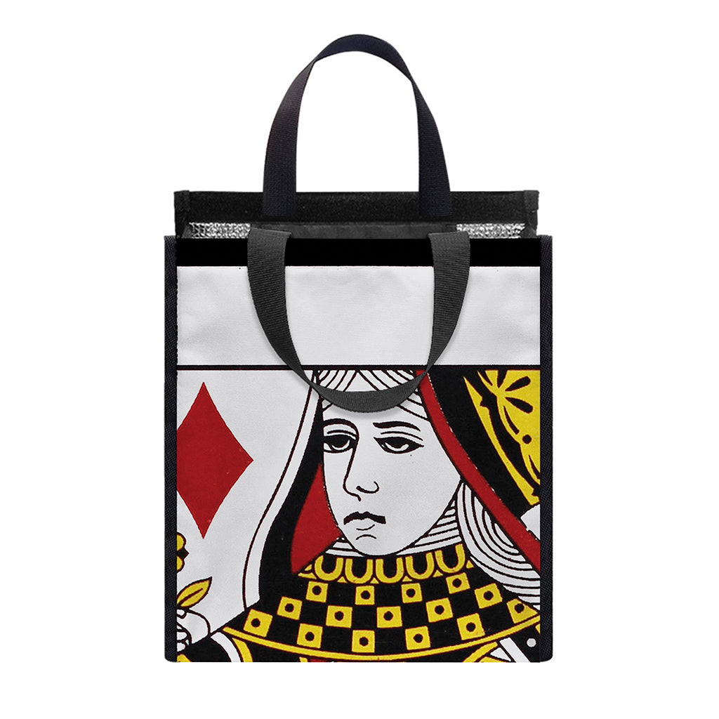 Queen Of Diamonds Playing Card Print Insulated Lunch Tote