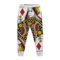 Queen Of Diamonds Playing Card Print Jogger Pants