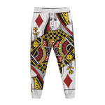 Queen Of Diamonds Playing Card Print Jogger Pants