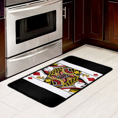 Queen Of Diamonds Playing Card Print Kitchen Mat