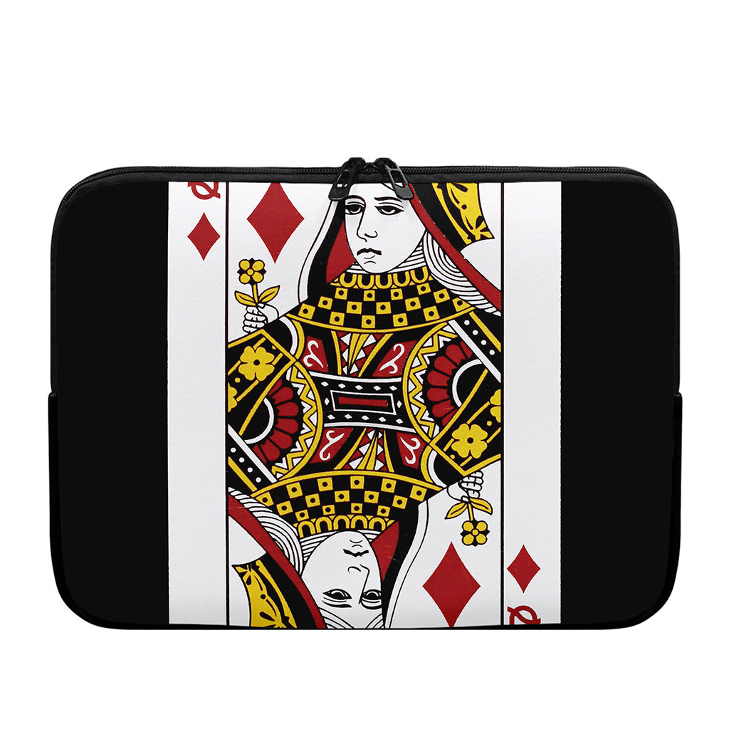 Queen Of Diamonds Playing Card Print Laptop Sleeve