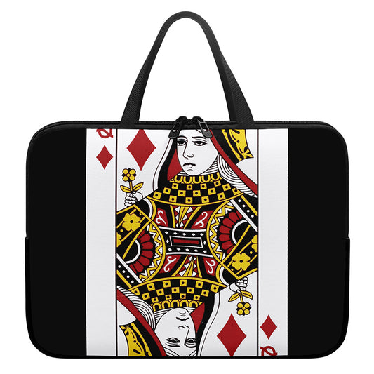 Queen Of Diamonds Playing Card Print Laptop Sleeve With Handle
