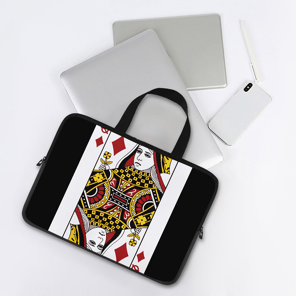 Queen Of Diamonds Playing Card Print Laptop Sleeve With Handle