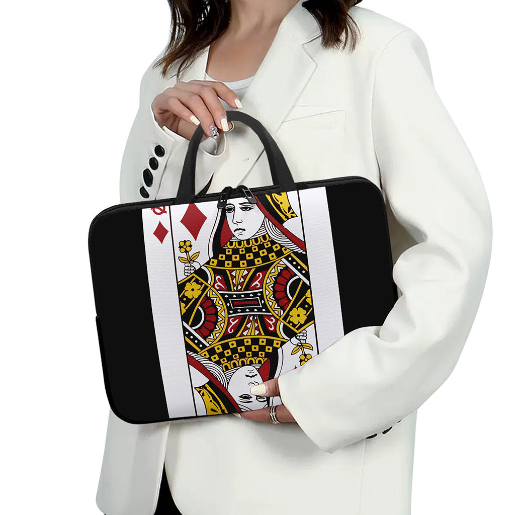 Queen Of Diamonds Playing Card Print Laptop Sleeve With Handle