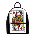 Queen Of Diamonds Playing Card Print Leather Backpack