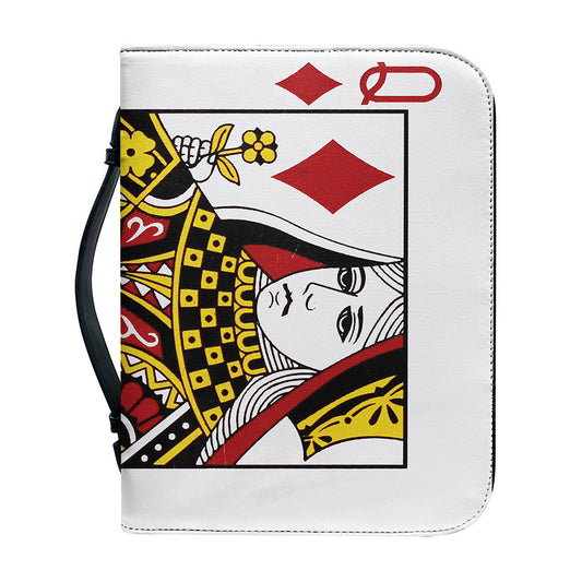 Queen Of Diamonds Playing Card Print Leather Bible Cover