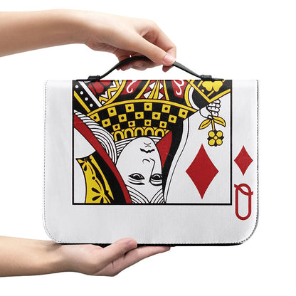 Queen Of Diamonds Playing Card Print Leather Bible Cover