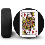 Queen Of Diamonds Playing Card Print Leather Spare Tire Cover