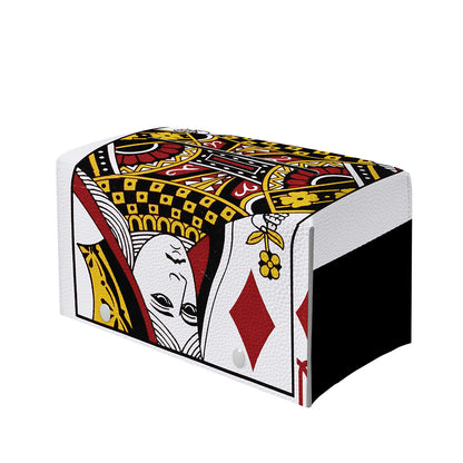 Queen Of Diamonds Playing Card Print Leather Tissue Box Cover