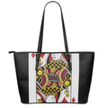 Queen Of Diamonds Playing Card Print Leather Tote Bag With Zipper