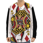 Queen Of Diamonds Playing Card Print Long Sleeve Baseball Jersey