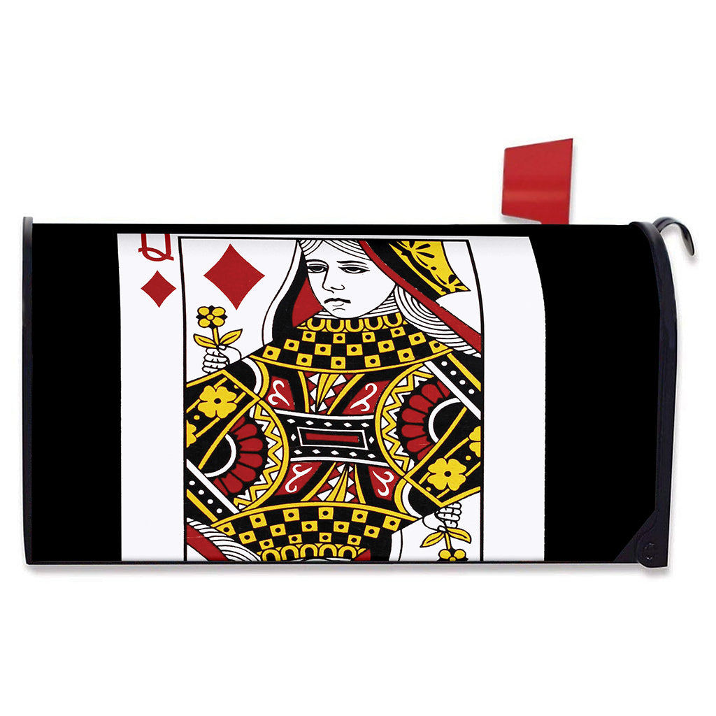 Queen Of Diamonds Playing Card Print Mailbox Cover
