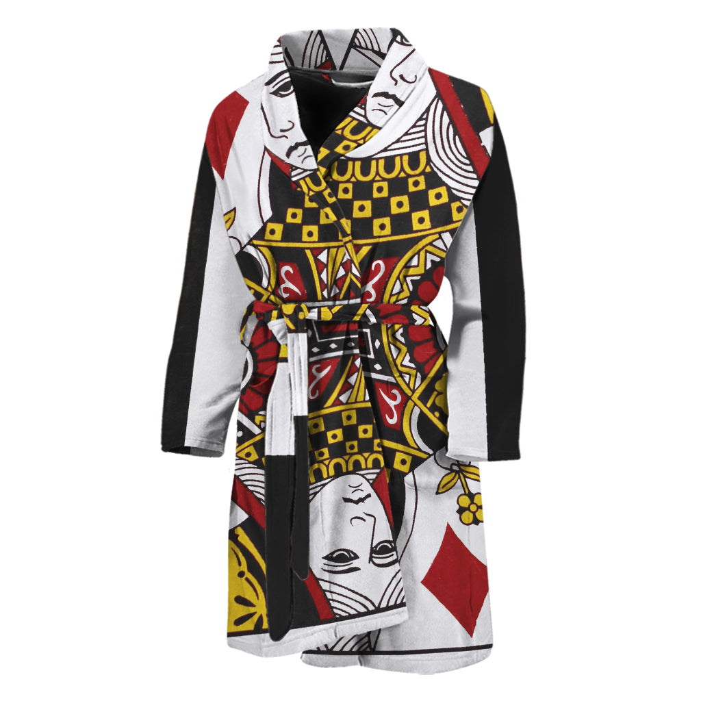 Queen Of Diamonds Playing Card Print Men's Bathrobe