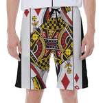 Queen Of Diamonds Playing Card Print Men's Beach Shorts