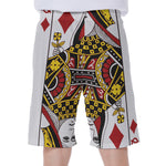 Queen Of Diamonds Playing Card Print Men's Beach Shorts