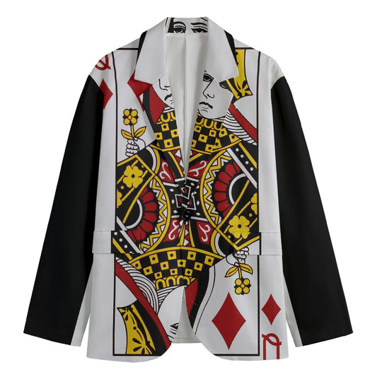 Queen Of Diamonds Playing Card Print Men's Blazer