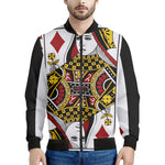 Queen Of Diamonds Playing Card Print Men's Bomber Jacket