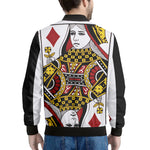 Queen Of Diamonds Playing Card Print Men's Bomber Jacket
